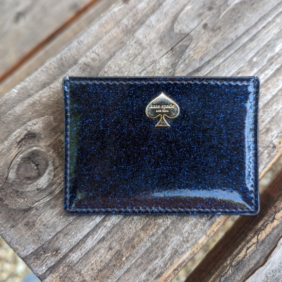 Kate Spade Slim Blue Glitter Bug Cardholder - Picture 1 of 4